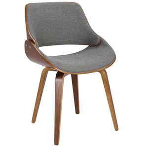 Folia Fabrizzi della metà del secolo moderno Set da pranzo in legno di noce e tessuto grigio di - Product Image 5