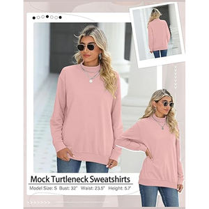 เสื้อสเวตเตอร์คอกลมสีชมพูอ่อนสำหรับผู้หญิง ทรงหลวมยาว ไหล่ตก พร้อมปลายแขนเสื้อแบบเรียบ สำหรับสวมใส่ลำลองสไตล์สตรีทแวร์ - Product Image 4
