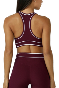 Soutien-gorge de sport côtelé dos nageur pour femme avec coussinets amovibles, maintien moyen, haut de yoga, couleur unie, respirant, conception sans couture - Product Image 5