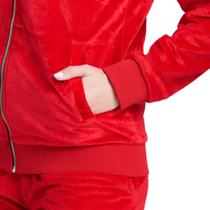 Best Quality Women's Pink Velvet <b>Tracksuit</b> Full Sleeve Hooded Casual Solid Color Side Pockets Drawstring Closure Autumn Wear - Product Image 6