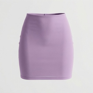 Jupe crayon mini taille haute pour femme, couleur unie, coupe ajustée, style minimaliste, toutes saisons, tissu en spandex et polyester - Product Image 1