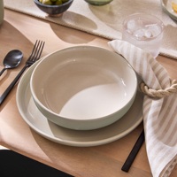 Ensemble de saladiers élégants en céramique, finition givrée bleue texturée, empilables, durables, adaptés aux aliments, idéaux pour la consommation quotidienne