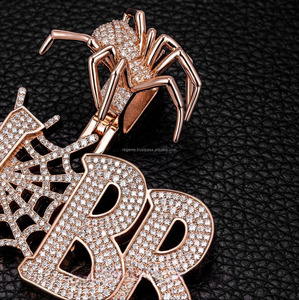 Hip Hop Iced Out Custom Letter WEBB Pendant VVS Moissanite CZ Diamond <b>Spider</b> Web Name Charm <b>Necklace</b> - Product Image 3