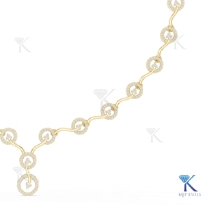 Stunning Lab Grown Diamond Filled Floral Wave Link <b>Statement</b> <b>Necklace</b> Brilliant Cut Clover Drop Pendant Pure Gold Jewelry - Product Image 2