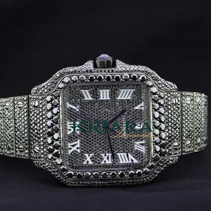 Reloj de Lujo de Acero Inoxidable Plateado con Moissanita de la Mejor Calidad, Elegante, con Movimiento Incrustado de Diamantes Genuinos, Reloj de Pulsera para Hombre - Product Image 5
