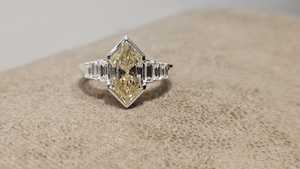 Anillo de Moissanita Amarilla Brillante de 3 Quilates con Corte en Forma de Cometa, Unisex, Plata 925 Original, Regalo Ideal para Amigos - Product Image 4