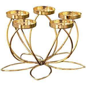 Candelabro Dorado de Cinco Brazos, Portavelas Decorativo para el Hogar, Base de Metal Resistente - Product Image 1