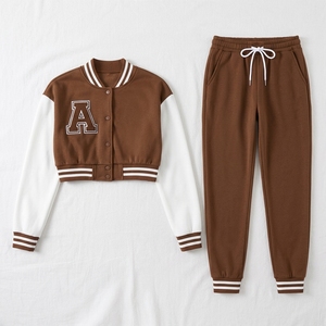 High Quality Hooded Casual Custom Cropped Bomber Jacket <b>Pant</b> Set Streetwear <b>Women</b> 100% Cotton Plus Size Winter Lightweight - Product Image 5