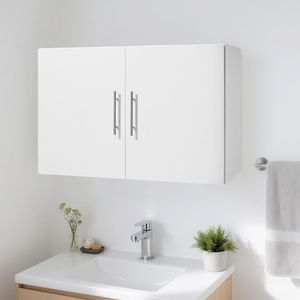 Armadio a Muro a 2 Ripiani da 36 Pollici con Mensola Regolabile e 2 Ante, Mobile da Parete per Lavanderia per Organizzazione Guardaroba - Product Image 4