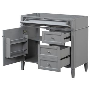 Mobile Bagno Moderno da 36 Pollici con 2 Cassetti, Struttura in Legno Massello, Cassetti a Ribalta - Senza Piano Superiore, Arredo Bagno Stile XXI Secolo - Product Image 1