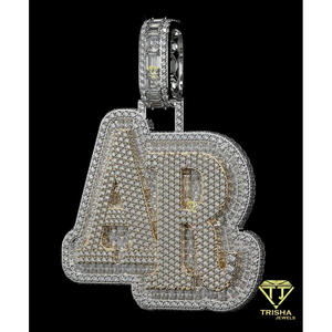 High Quality Custom AR Letter Pendant <b>Necklace</b> Hip Hop Jewelry Personalized <b>Initial</b> Gold Plated 925 Sterling <b>Silver</b> GIA Gift - Product Image 6