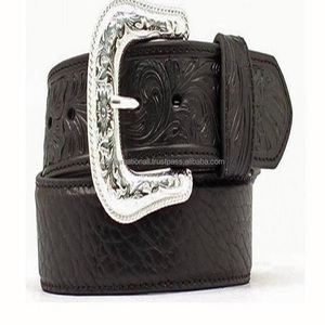 Ceinture en cuir brun tan pour hommes, fait à la main, vieux, mode occidentale, grain supérieur, avec finition dorée solide, boucle en laiton - Product Image 4