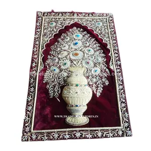 100% handgemachter Zardozi Royal Jewel Teppich/Teppich/Wandbehang