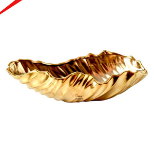 Elegante Servidor de Frutos Secos de Aluminio con Diseño de Triple Hoja, Acabado Dorado Antiguo, Plato y Tazón Decorativos Hechos a Mano de Lujo - Product Image 2