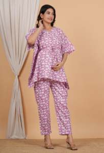 Conjunto de Dos Piezas de Maternidad con Estampado de Elefantes, Conjunto Coordinado de Maternidad con Estampado de Elefantes, Conjunto de Top y Pantalón de Maternidad para Mujeres Embarazadas - Product Image 4