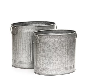 Classical Design White Patina Finishing Handmade White Washed Handmade Galvanized Metal <b>Square</b> Planters <b>Set</b> of 3 - Product Image 5
