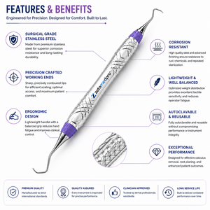 Cureta Gracey 3/4 After Five Premium, Estándar y Rígida, Instrumento para Periodoncia y Planificación Radicular, OEM Zetomed Pro - Product Image 3
