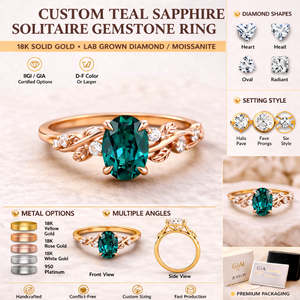 Delicate Versailles Solitaire Sapphire Vintage Nature Inspired <b>Boho</b> Luxury Engagement <b>Ring</b> Rhodium Plated GRA Certified Prong - Product Image 5