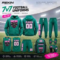 Ensemble complet d'uniformes personnalisés pour équipe 7v7, design personnalisé, noms et numéros, uniformes 100% polyester, sac de survêtement, commandes en gros