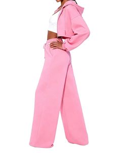 Ensemble de survêtement pour femme, deux pièces, style hip-hop, comprenant un sweat à capuche court zippé surdimensionné et un pantalon de jogging - Product Image 2
