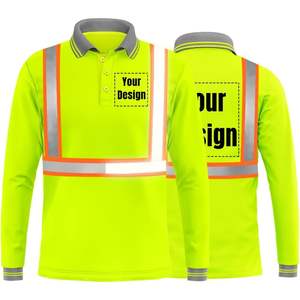 เสื้อโปโลแขนยาว YOWESHOP แบบสะท้อนแสง สีเหลืองนีออน สไตล์ 3 ดีไซน์ปรับแต่งได้ ชุดทำงานเพื่อความปลอดภัย - Product Image 2