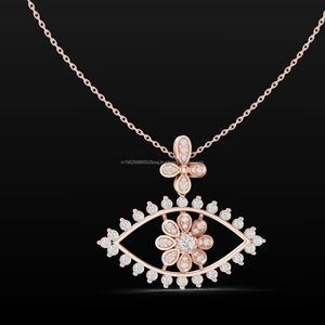 Venta al por mayor 925 caja de joyería de plata cadena CZ Cubic Zirconia clásico hueco ojos en forma de collar para las mujeres - Product Image 1