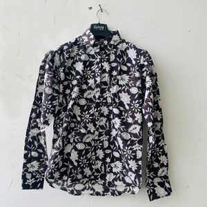 Hand Block Printed Casual Women's Floral Print Shirt Soft Cotton Fabric Button Down Collar Breathable Summer Red <b>White</b> Sale - Product Image 4