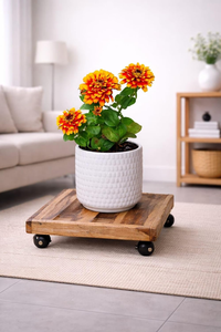 Soporte Rodante de Madera para Plantas con Ruedas, Carrito para Macetas, Soporte para Macetas de Madera Natural con Base para Balcón y Decoración del Hogar - Product Image 4