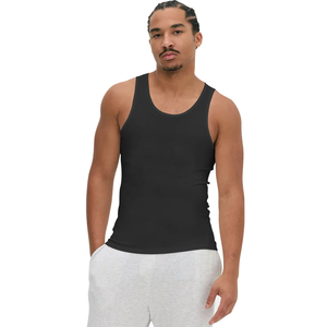 <b>Mens</b> 3-Pack Sleeveless <b>Vests</b> Cotton <b>Black</b> Tank Top - Product Image 3