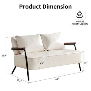 44 W Small Modern Futon Sofa Bed Faux Leather Loveseat Couch with Wider Seat Depth 2-Seater Sleeper Love Seats - Product Image 2