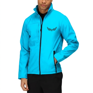 Veste longue en polaire bleue pour homme, style sportif, avec fermeture éclair sur le devant et logo aile, coupe-vent décontracté pour l'automne - Product Image 3