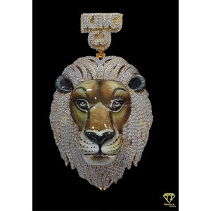 Real Moissanite Diamond Lion Pendant for Urban Fashion and Rapper Style Jewelry Necklace - Product Image 5
