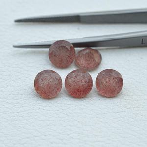 Pierre précieuse de quartz fraise à facettes de qualité AAA 9mm naturelle faite à la main beau fournisseur de gros de quartz rouge à la mode - Product Image 3
