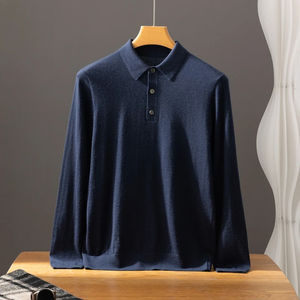 Suéter informal de negocios para hombre, con cuello tipo polo, suéter holgado, jersey de alta calidad, camiseta de lujo para hombre - Product Image 4