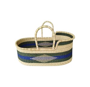 Trader modern olive and blue geometric high <b>wall</b> seagrass changing <b>basket</b> alongside rattan changing kid <b>basket</b> - Product Image 1