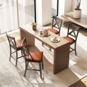 Set di 2 sgabelli da bar con schienale a croce e seduta imbottita in similpelle - Product Image 4