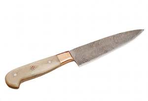 Cuchillo de Chef Artesanal de Acero de Damasco con Mango de Hueso y Empuñadura de Cobre, Herramienta Culinaria de Cocina - Product Image 6