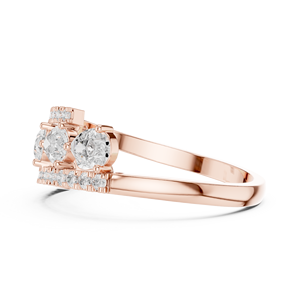 Bague ouverte en or rose avec diamants de laboratoire multi-pierres taille brillant pour femme |   Élégant ensemble de bijoux pour anniversaire - Product Image 4