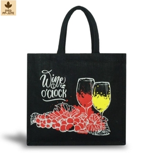 Laminated Natural Jute Wine <b>Bottle</b> Gift <b>Bag</b> Wine Gift Packaging 35x31x11 cm Custom Logo Wholesale OEM Private Label Model SS149A - Product Image 2