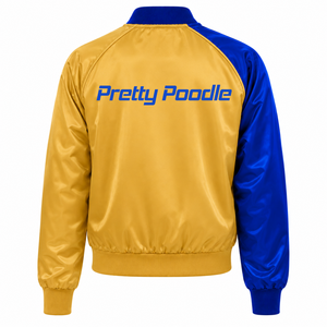 Veste universitaire en satin bleu contrastant doré pour femmes Sigma Gamma Rho, avec boutons pression sur le devant, col et poignets en tricot côtelé, tenue universitaire - Product Image 4