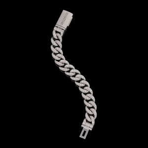 Pulsera de Plata 925 para Hombre, Estilo Cubano con Incrustaciones de Diamantes, Cadena Cubana con Acabado en Oro Blanco, Joyería Hip Hop, Pulsera Gruesa de Plata - Product Image 5
