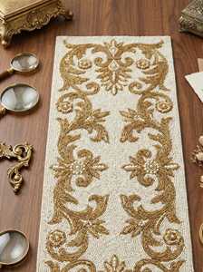 Camino de mesa bohemio con cuentas, hecho a mano y bordado, decoración para mesa de comedor, para el hogar, restaurante, bodas y fiestas, a bajo costo. - Product Image 3