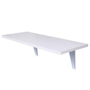 Scrivania Pieghevole da Parete Moderna Bianca, Scrivania per Computer Estensibile e Richiudibile in Legno e MDF per Uso in Soggiorno - Product Image 1