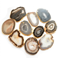 Sous-verre de luxe en agate avec bordure plaquée or |   Ensemble de sous-verres en pierre naturelle |   Vaisselle élégante pour la décoration de la maison |   Ensemble 2026