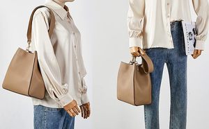 Bolsos de Mano de Cuero de Diseño para Mujer, Tipo Cubo, con Correas Anchas Desmontables y Diseño de Bolso de Hombro, Logotipo Personalizado, Marca 2026, Nuevo - Product Image 2