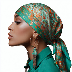 ผ้าโพกศีรษะดูแร็กพิมพ์ลาย OEM ผ้าไหมซาติน 100% ผ้าพันศีรษะดูแร็กแบบซับลิเมชั่น ลายกะโหลก สำหรับผู้หญิง - Product Image 1