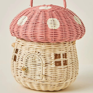 Panier rose en forme de champignon, fait main, pour rangement, vente en gros, écologique, fabriqué au Vietnam, prêt à être expédié - Product Image 1