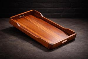 Bandeja de Servir Ovalada de Madera de Teca con Asas - Bandeja Portátil para Desayuno, para Uso en Cocina y Escritorio - Product Image 4