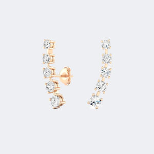 1.10CTW, Rond, à griffes, boucles d'oreilles pendantes linéaires incurvées / boucles d'oreilles linéaires - Product Image 2