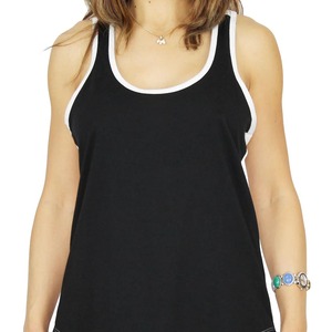<b>Women's</b> <b>Black</b> Sleeveless <b>Tank</b> <b>Top</b> Scoop Neck Knitted Cotton Casual Solid Color Breathable Regular Length - Product Image 1